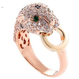 14K Diamond Panther Ring